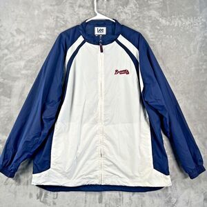 Vintage Lee Sport Atlanta Braves Windbreaker Zip Jacket XXL Navy White MLB